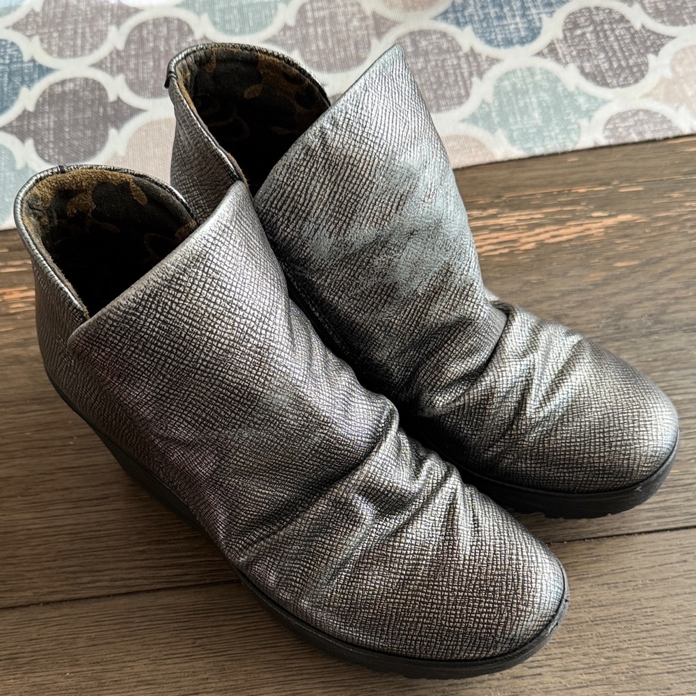 Fly London Metallic Textured Ankle Boots